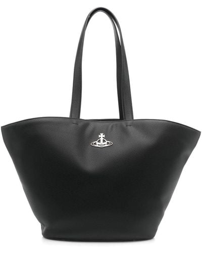 Vivienne Westwood ロゴプレート ハンドバッグ - ブラック