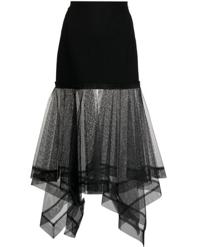 Alexander McQueen Asymmetrische Midi-rok - Zwart