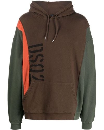 DSquared² Colour-blocked Logo-print Hoodie - Brown