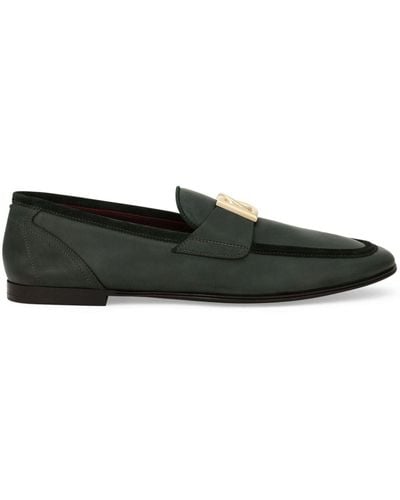 Dolce & Gabbana Logo-plaque Leather Loafers - Black