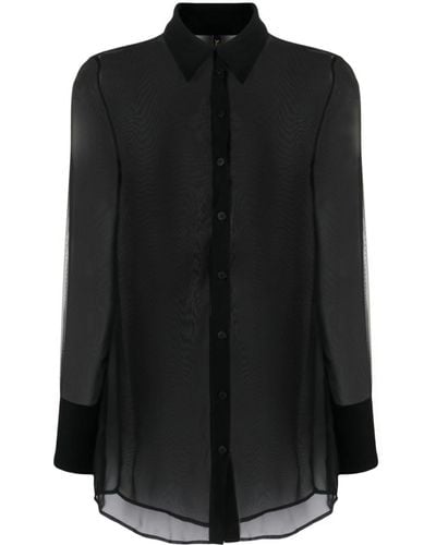 Maison Close Long-sleeve Semi-sheer Shirt - Black