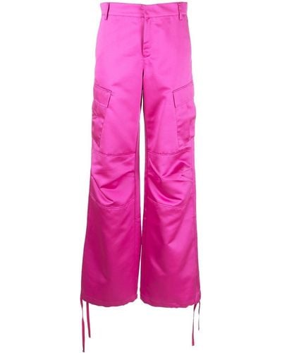ANDAMANE Satin-finish Cargo Trousers - Pink