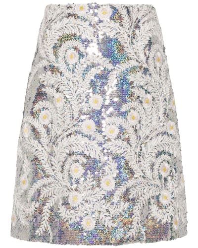 Giambattista Valli Floral embroidery A-line skirt - Grigio