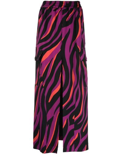 Pinko Zebra-print Maxi Cargo Skirt - Purple