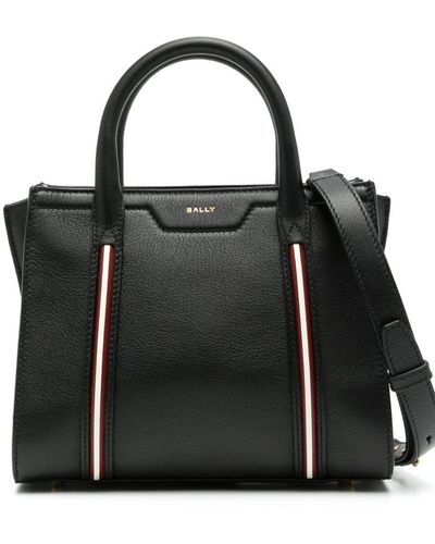 Bally Striped Leather Tote Bag - Black