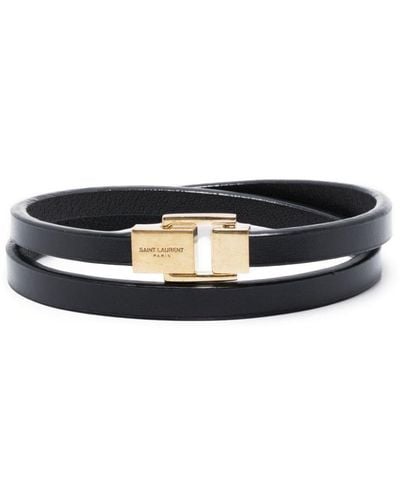 Saint Laurent Wraparound-style Leather Bracelet - Black