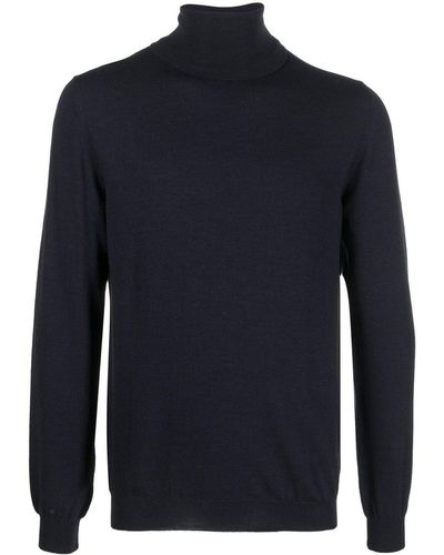 Zanone Roll-neck Long-sleeve Sweater - Blue