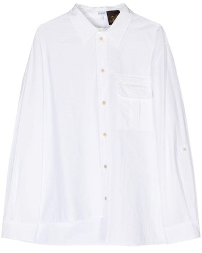 Loewe X Paula's Ibiza Classic-collar Semi-sheer Shirt - Wit