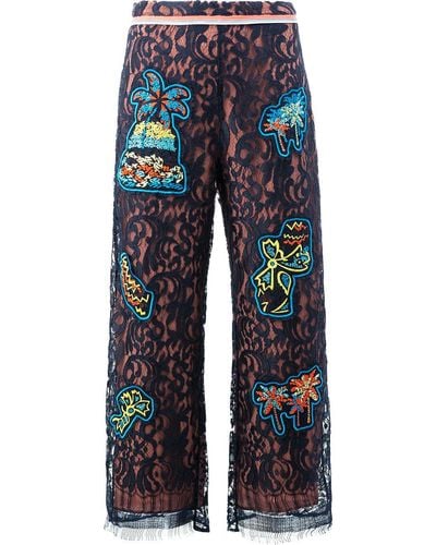 Peter Pilotto Lace patch overlay trousers - Negro
