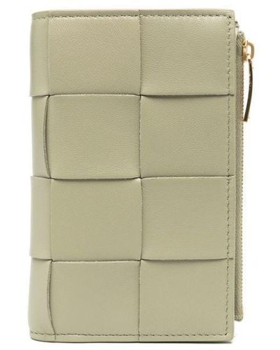 Bottega Veneta Intrecciato Foldover-top Wallet - White