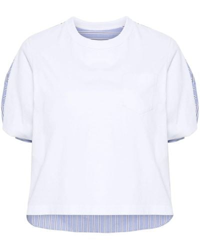 Sacai Crew-Neck Panelled T-Shirt - White