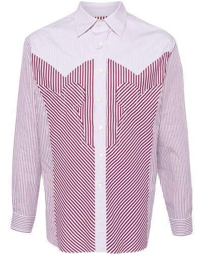 Maison Margiela Yoke Stripe Cotton Shirt - Pink