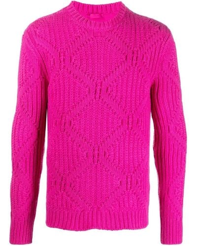 Valentino Garavani Geometric-knit Virgin Wool Jumper - Pink