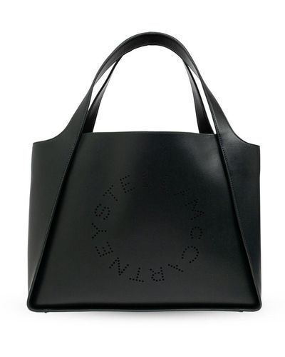 Stella McCartney Logo-perforated Faux-leather Tote Bag - Black