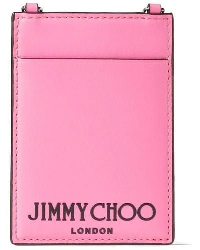Jimmy Choo Logo-embossed Leather Cardholder - Pink