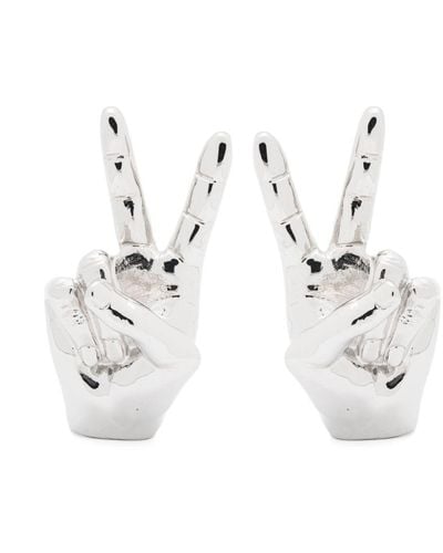 Y. Project Mini Peace Polished Earrings - White