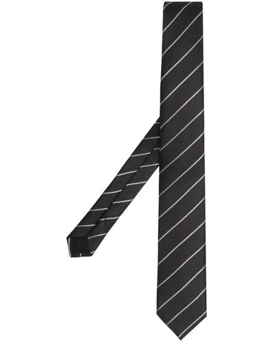 Saint Laurent Cravate à rayures diagonales - Noir