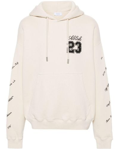 Off-White c/o Virgil Abloh Off- Embroidered-Logo Cotton Hoodie - White