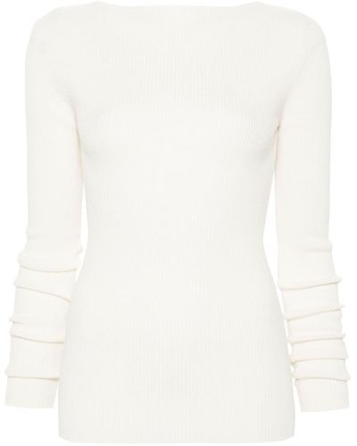 Rick Owens Gerippter Strickpullover - Weiß