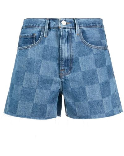 FRAME Wide-leg Denim Shorts - Blue
