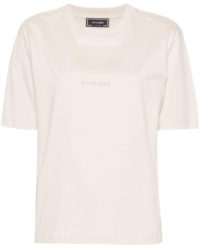 Styland T-shirt en coton biologique à logo imprimé - Neutre