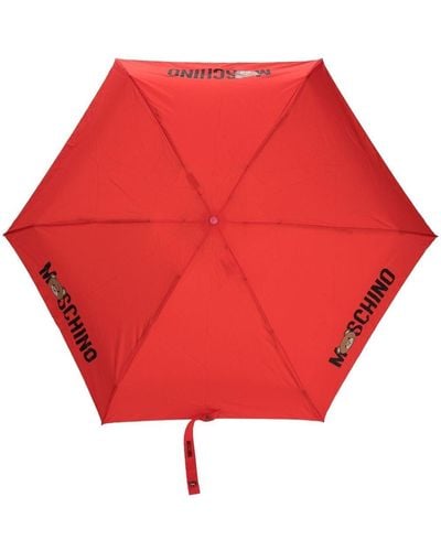 Moschino Paraguas con logo estampado - Rojo