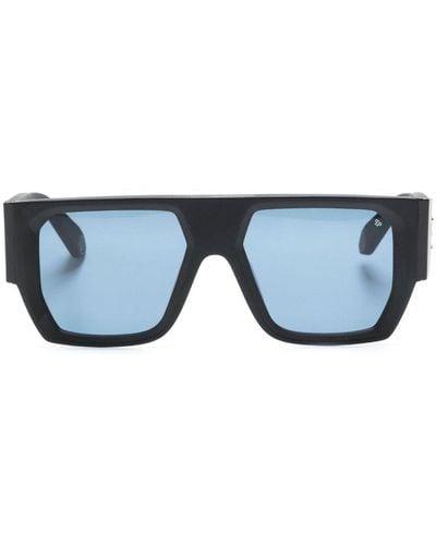 Philipp Plein Logo-embossed Rectangle-frame Sunglasses - Blue