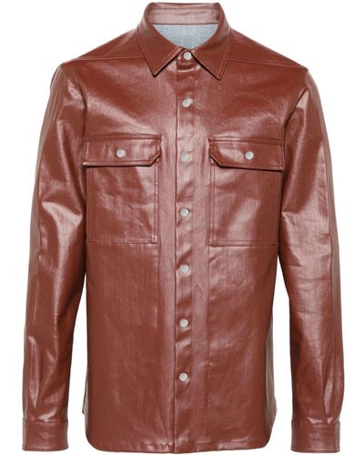 Rick Owens Press-stud Coated Shirt Jacket - Red