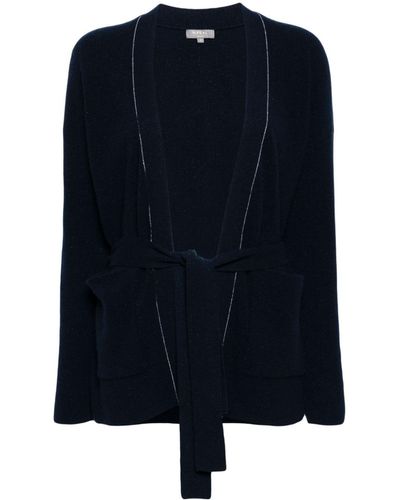 N.Peal Cashmere Belted Cashmere Cardigan - Blue