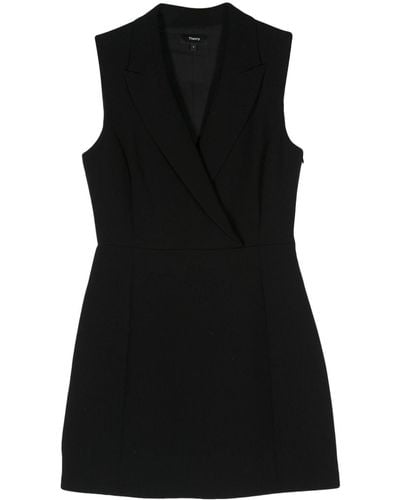 Theory Crepe Fitted Mini Dress - Black