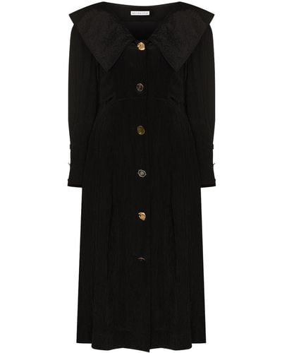 Rejina Pyo Midi-jurk Met Oversized Kraag - Zwart