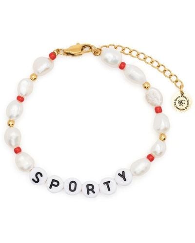 Sporty & Rich Sporty Pearl-bead Bracelet - White