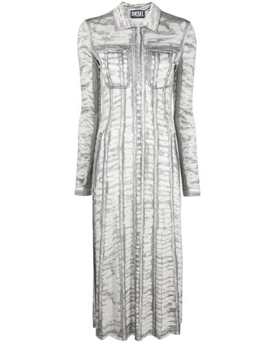 DIESEL Printed Long-sleeve Dress - Gray
