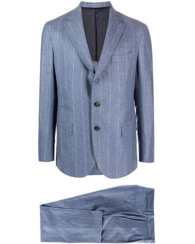 Eleventy Wool-blend Single Breasted Suit - Blue