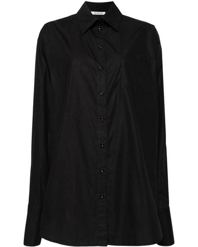Peter Do Side-stripe Cotton Shirt - Black