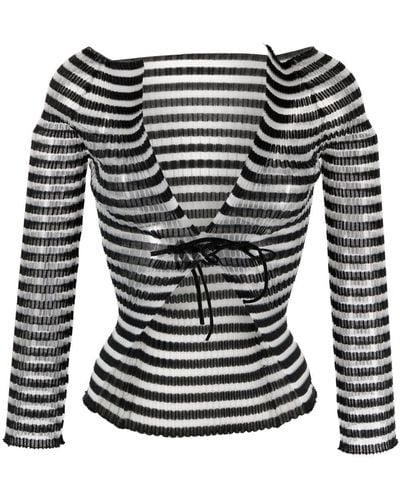 a. roege hove Tie-fastening Striped Top - Black