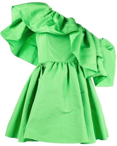 Alexander McQueen Ruffle-shoulder Mini Dress - Green