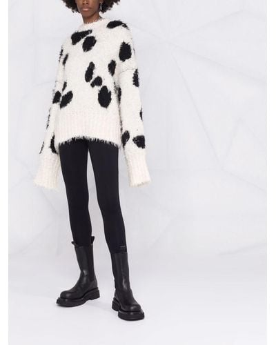 The Attico Cow-print Knitted Sweater - White