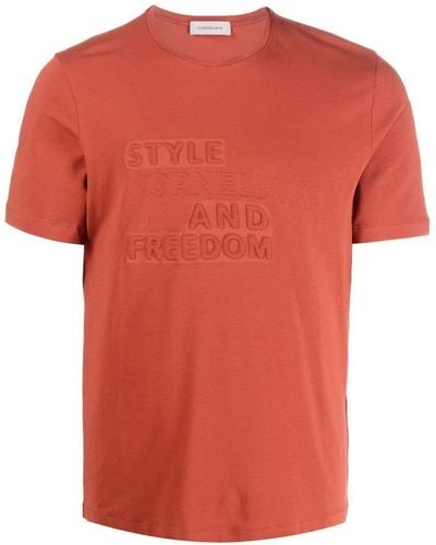 Corneliani T-shirt en coton à logo en relief - Rouge