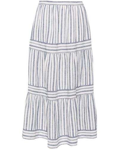 Polo Ralph Lauren Striped A-line Midi Skirt - White