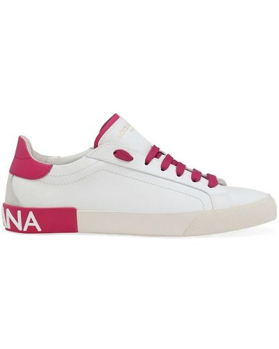 Dolce & Gabbana Portofino Branded-heel Leather Low-top Sneakers - Multicolour