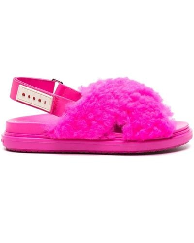 Marni Fussbet Shearling Sandals - Pink