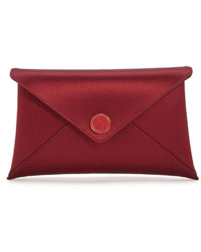 Altuzarra Medallion Envelope Satin Clutch Bag - Red