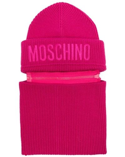 Moschino Logo-embroidered Wool Beanie - Pink