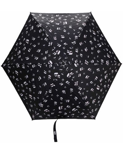 Karl Lagerfeld Regenschirm mit Ikonik-Print - Schwarz