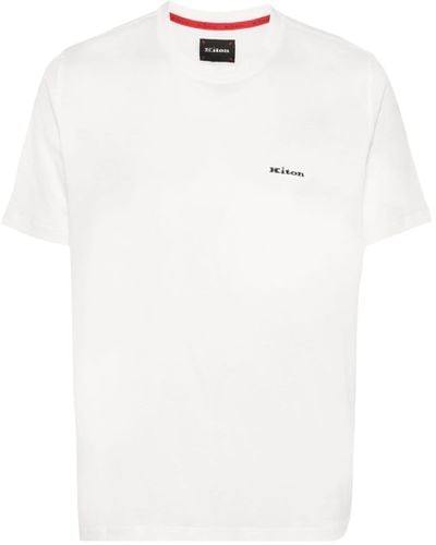 Kiton Embroidered-logo Cotton T-shirt - White