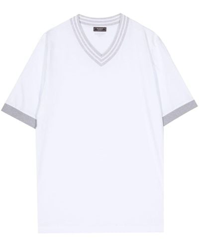 Peserico T-shirt en coton à col v - Blanc
