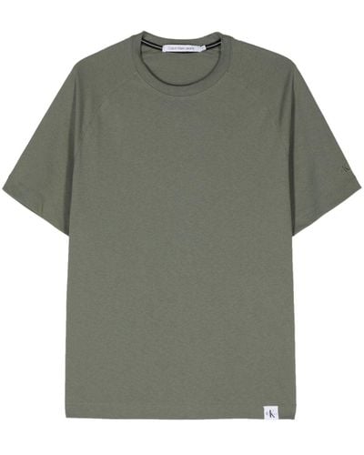Calvin Klein Logo-embroidered Cotton T-shirt - Green