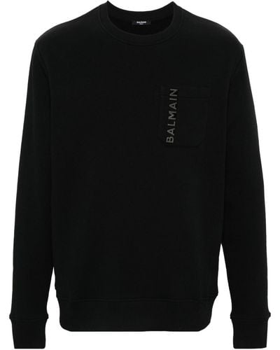 Balmain Logo-lettering Cotton Sweatshirt - Black