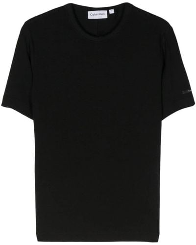 Calvin Klein Camiseta de canalé fino con parche del logo - Negro